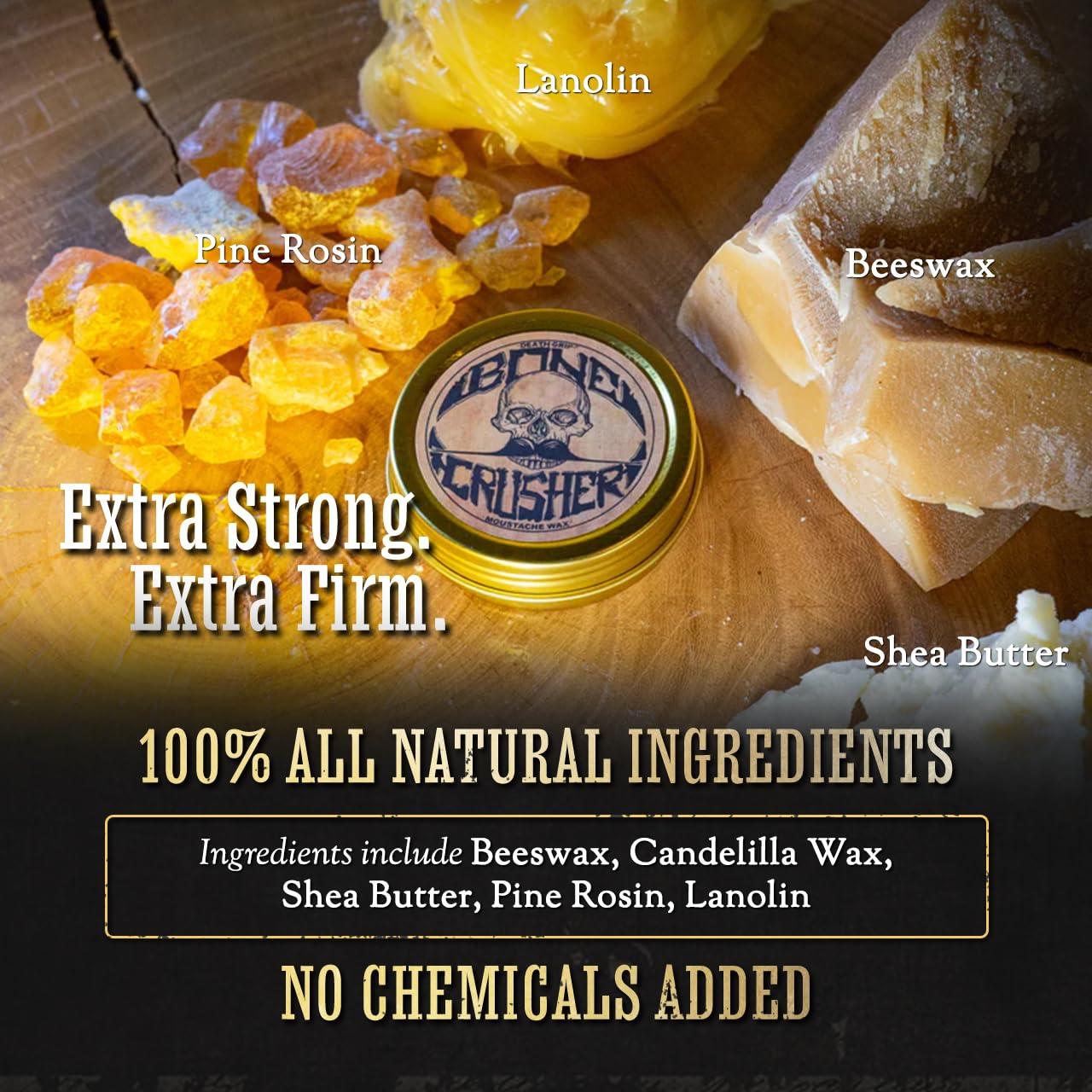 THE VINTAGE GROOMING CO. Mustache Wax Extra Strong Hold | 1oz Bone Crusher Moustache & Beard Wax Tin | Grooming For Men | Perfect For Dali Curly English Handlebar Mustaches By Death Grip | Heat Source Required