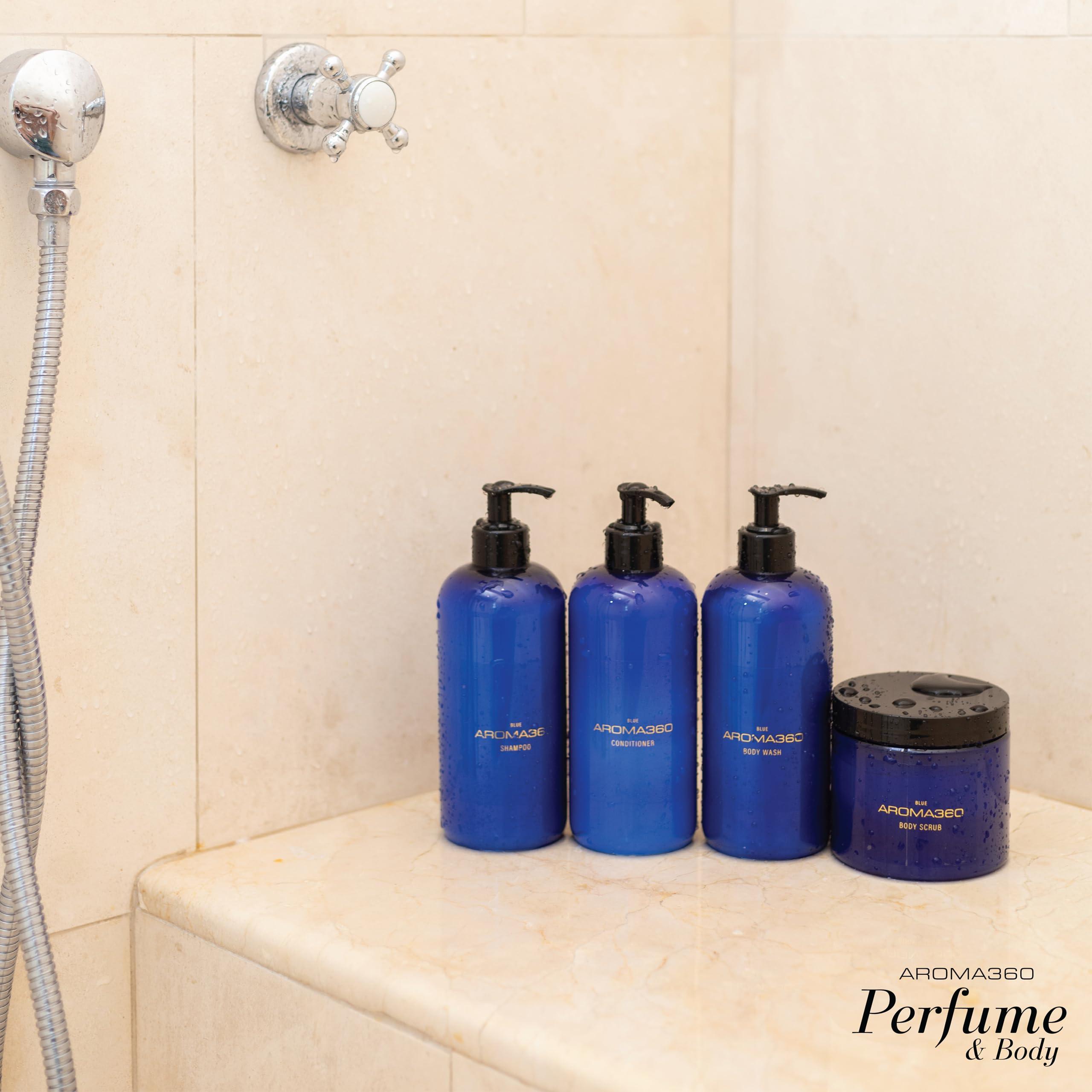 Aroma360 Aroma360 Blue Shampoo - Hair Care Products for Fine Hair - For All Hair Types - Shampoo for Dry Hair - Hair Repair Shampoo for Men & Women - Scents Include Amber, Santal, Iris & Oud Wood - 16oz