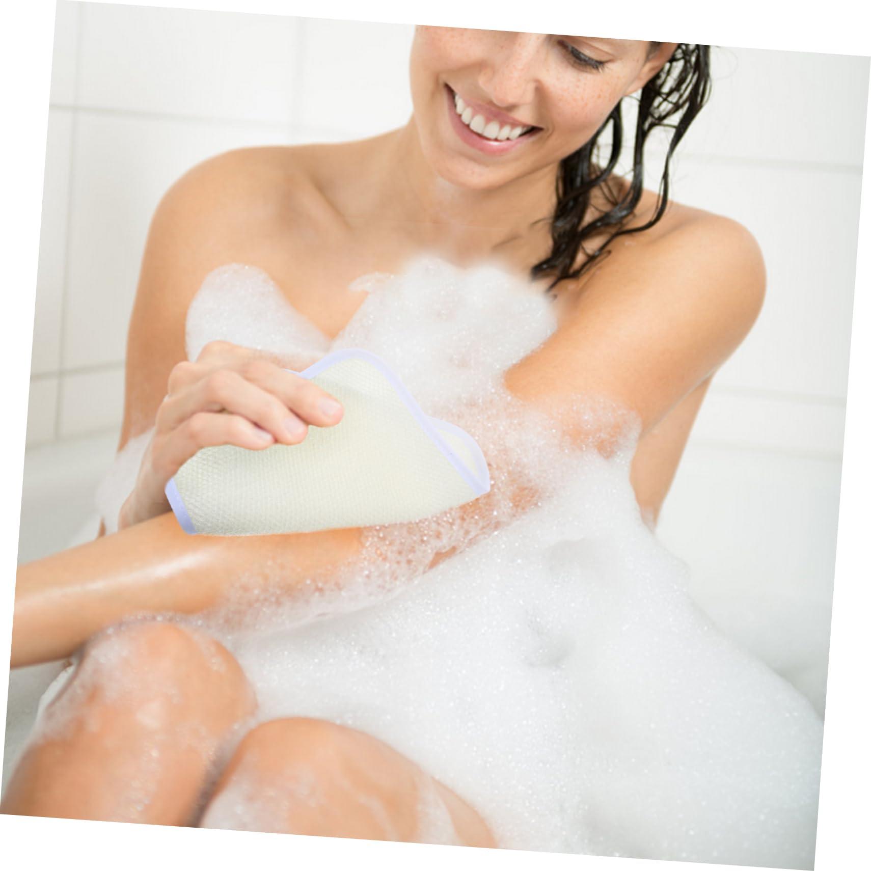 BCOATH BCOATH 4pcs Exfoliating Wash Cloths for Showering Dual Sided Body and Face Scrubber Soft Weave Bath Towels for Men and Women Beige Exfoliating Washcloths for Smooth Skin