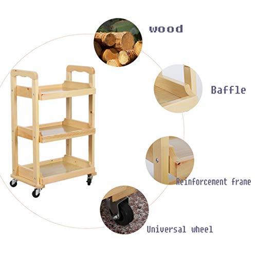 SYTH Beauty Salon Trolley 3-Tier Wood Rolling Utility Storage Cart with Handle,Suitable for Beauty Shop, spa, Barber Shop, Home