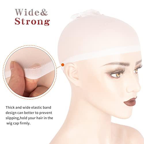 WeKen WeKen Individual Package 6PCS Stocking Caps for Wigs Stretchy Nylon White Wig Cap for Lace Front Wig Stocking Wig Caps for Women Men Kids