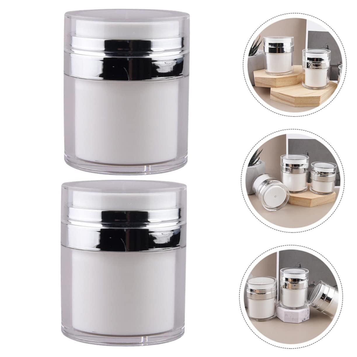 FOMIYES FOMIYES 4 Pcs Press Cream Jar airless Jars for Cosmetics airless Lotion Pump Bottle Pump Bottle Dispenser Pressing Type Bottle Cream Pump Dispenser jar pp Liquid Pump Acrylic Travel White