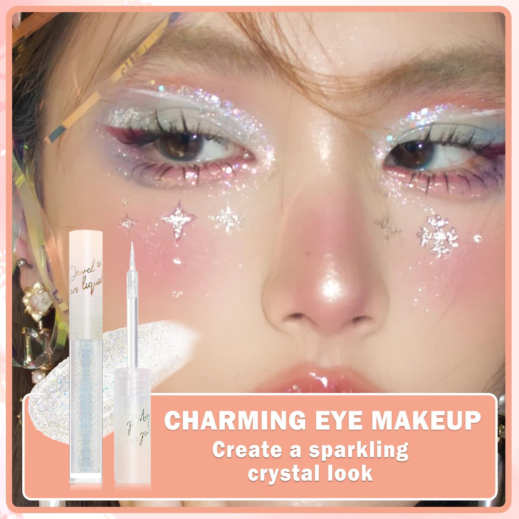 AIUEO AIUEO Liquid Glitter Eyeshadow Eyeliner Korean Eye Glitter Makeup Long Lasting Shimmer Eyeshadow Lightweight Quick Drying Face Glitter Makeup-Undersea Coral