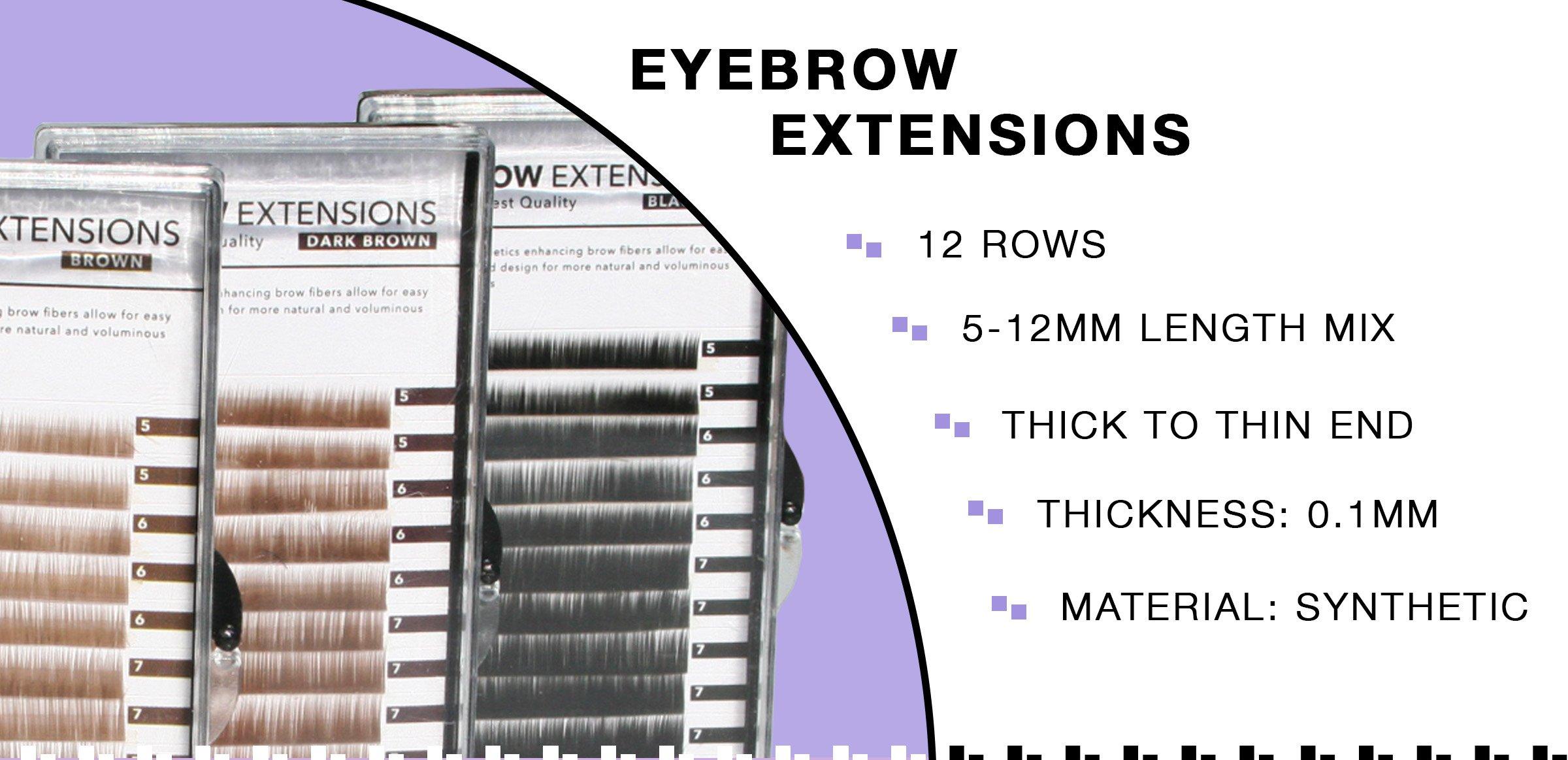 KC Republic KC Republic Eyebrow Extensions Kit with 4 Trays of Mink Eyebrows in Blonde/Light Brown, Brown, Dark Brown, Black, Comes on Mixed Length Trays 5-8 Mm Mix, Eyebrow Extension Glue & Extension Tweezers