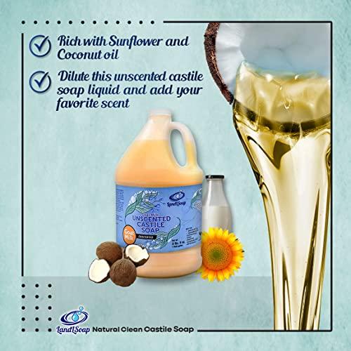 LandLSoap LandLSoap Goat Milk Unscented Pure Castile Soap Liquid for Face, Hand & Body Wash-Hand Made Soap, Vegan, Made in USA, Dry & Sensitive Skin (Half Gallon)