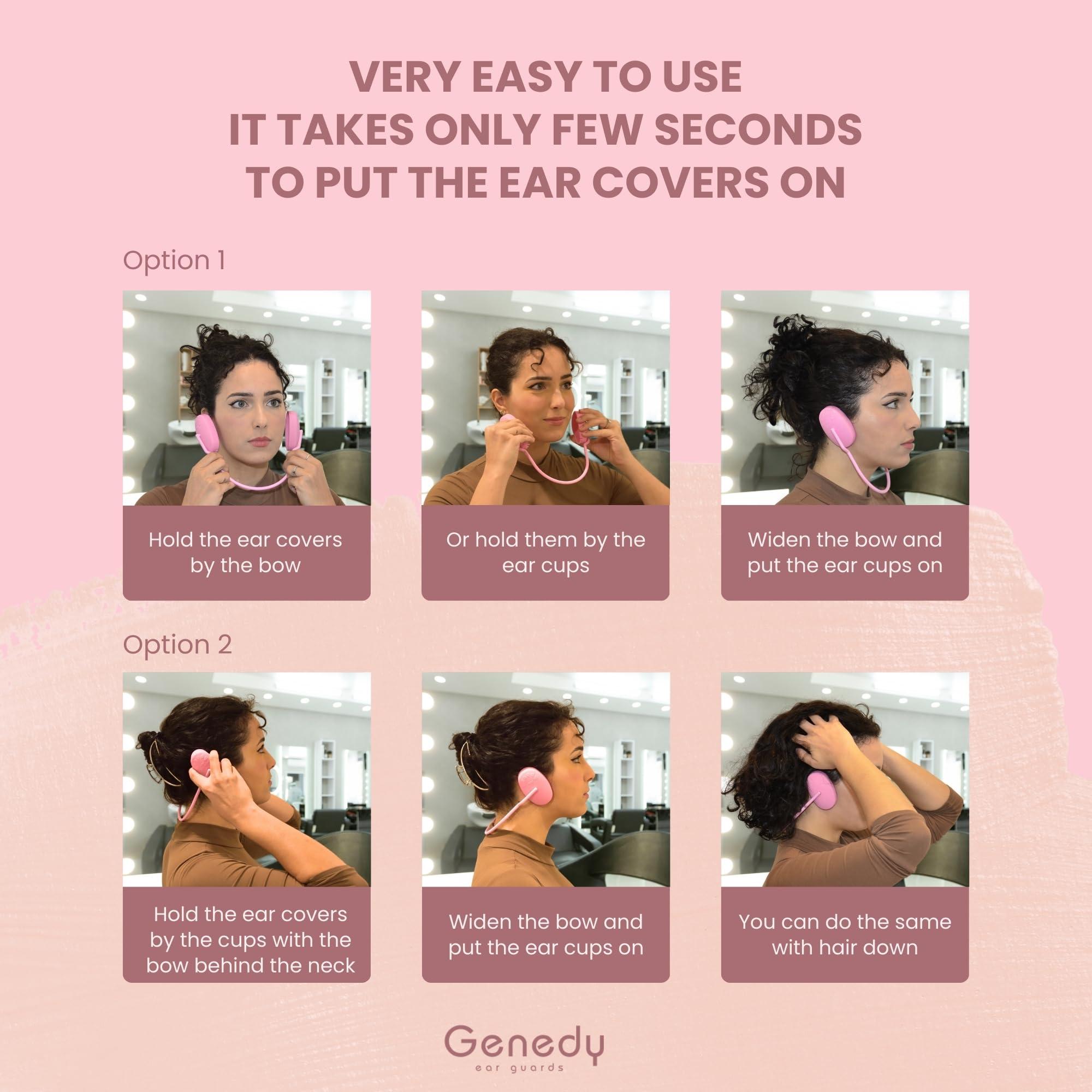 Genedy Genedy Ear Covers for Shower, Heat and Hair Dye Protection - Pink - Waterproof Ear Covers for Washing Hair - Reusable Silicone Ear Caps For Hair Dye - Ear Protectors From Heat Styling and Dryer