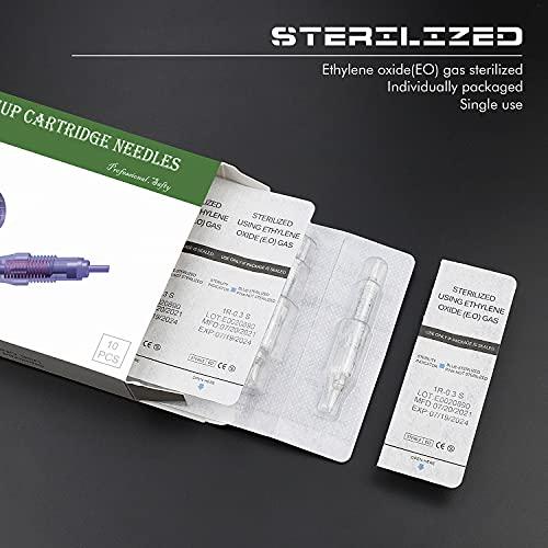 BIOMASER Cartridge Needles – BIOMASER 10PCS Sterilized Permanent Makeup Cartridge Needles Screw Thread Tattoo Needle for Permanent Makeup Machine Tattoo Pen for Eyebrow Eyeliner Lip Contour(1R-0.3MM)