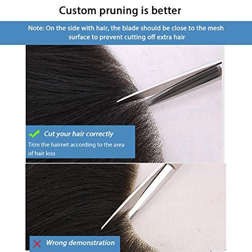 Meiverah Meiverah Frontal Hairpiece for Men Jet Black Hair Extension Hairline Loss Straight Tape in Human Hair Toppers Replacement Toupee (0.78"x6.3", Jet Black)