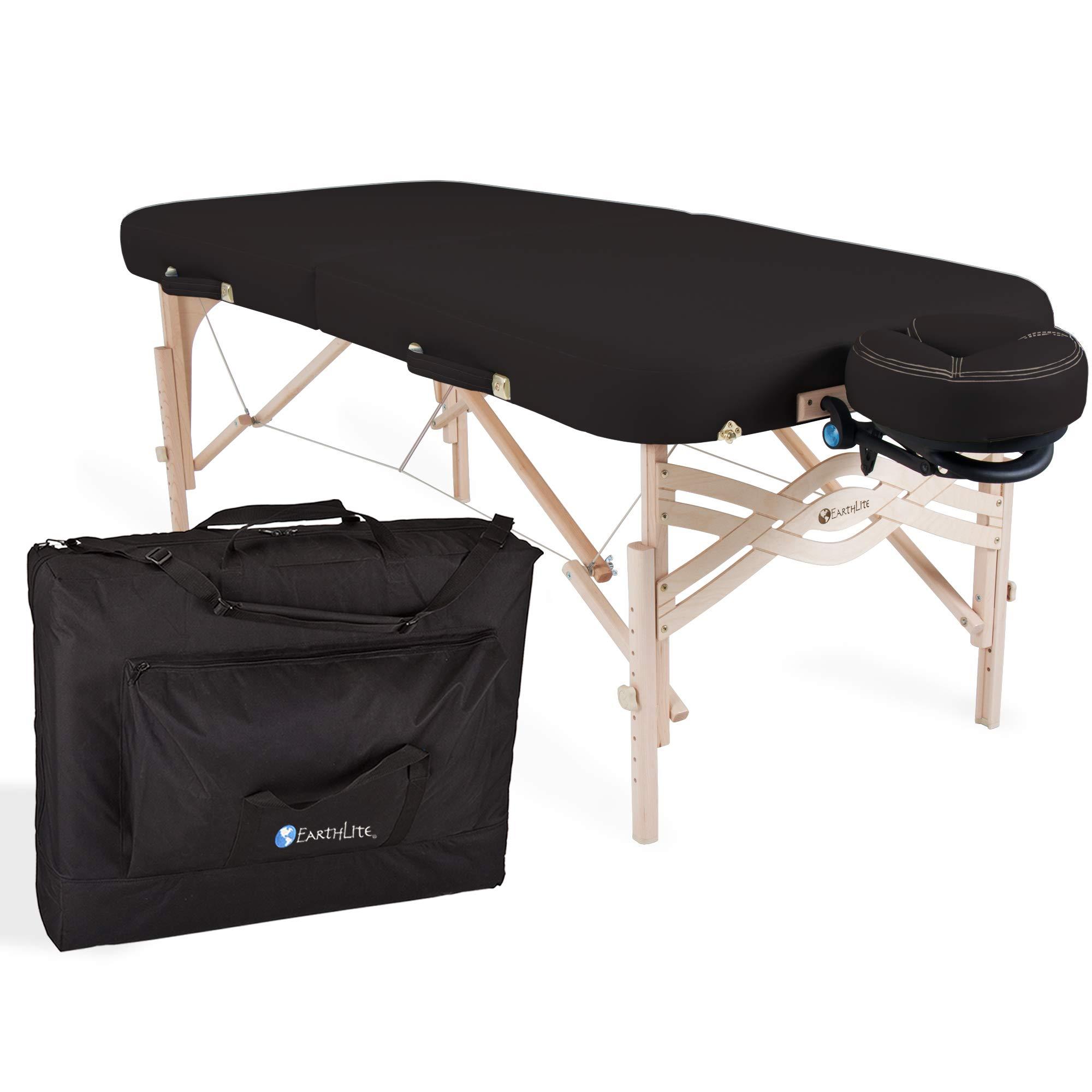 Earthlite EARTHLITE Premium Portable Massage Table Package SPIRIT - Spa-Level Comfort, Deluxe Cushioning incl. Flex-Rest Face Cradle & Strata Face Pillow, Carry Case (30/32 x 73) - Made in USA, Black