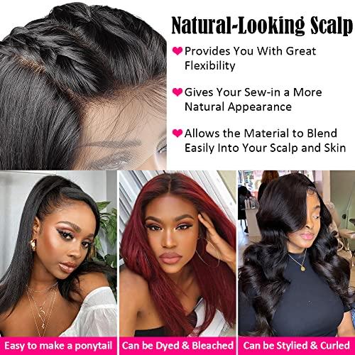 Subella Subella 13x4 Lace Front Wigs Human Hair Pre Plucked with Baby Hair Bleached Knots 10A 180% Density Brazilian Straight Lace Front Human Hair Wigs for Black Women (16inch)