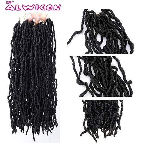 Ailewei AILEWEI NATURL LOCK DREADLOCKS Fashion Faux locs Natural Faux Locs Crochet Braid 100% Premium Fiber Synthetic Hair African Roots Hair Extensions, 4Packs/Lot (18”, 1B