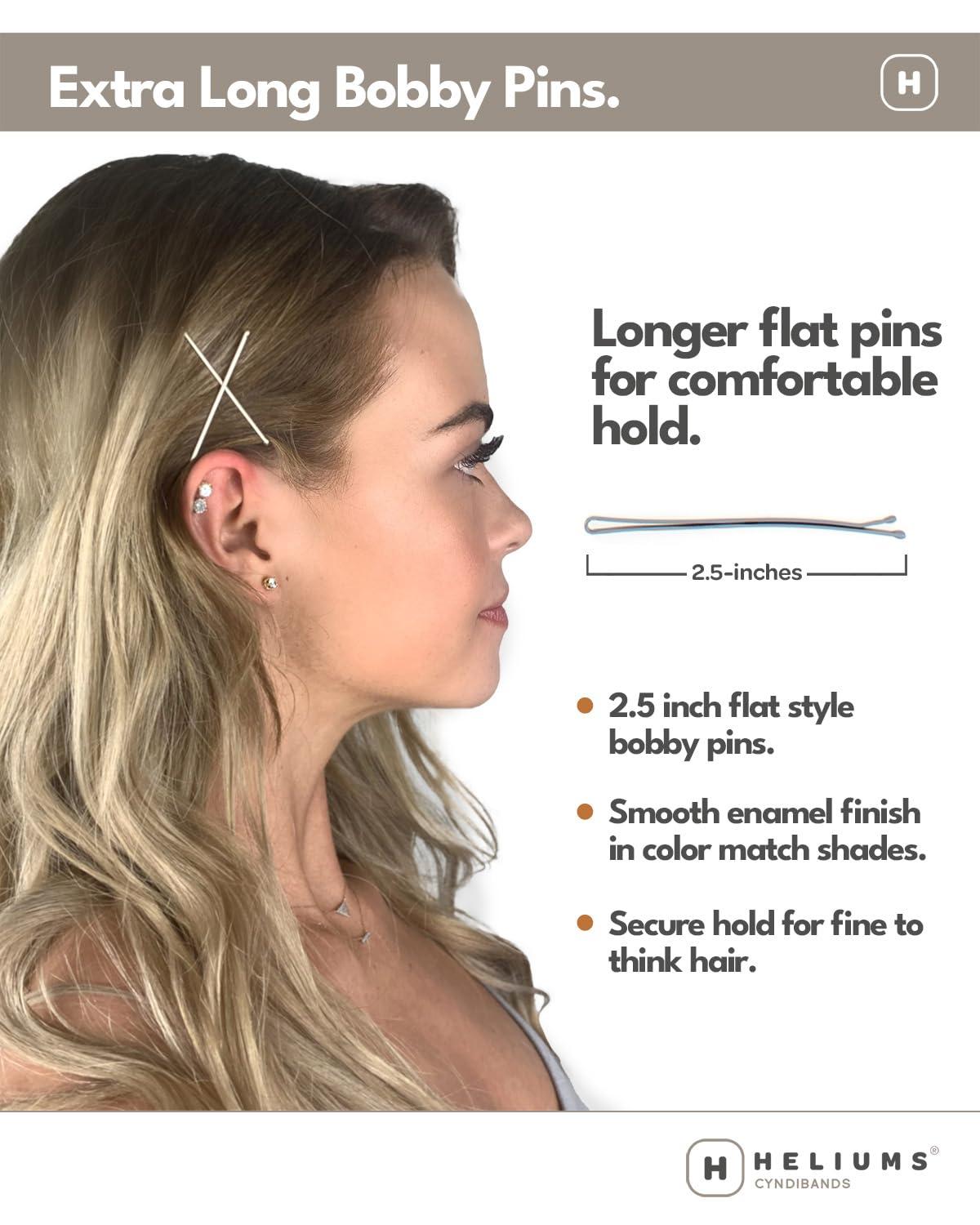 Heliums Heliums Large Bobby Pins - Dark Brown - 2.5 Inch Extra Long Straight Hair Pins, Enamel Coated - 24 Count