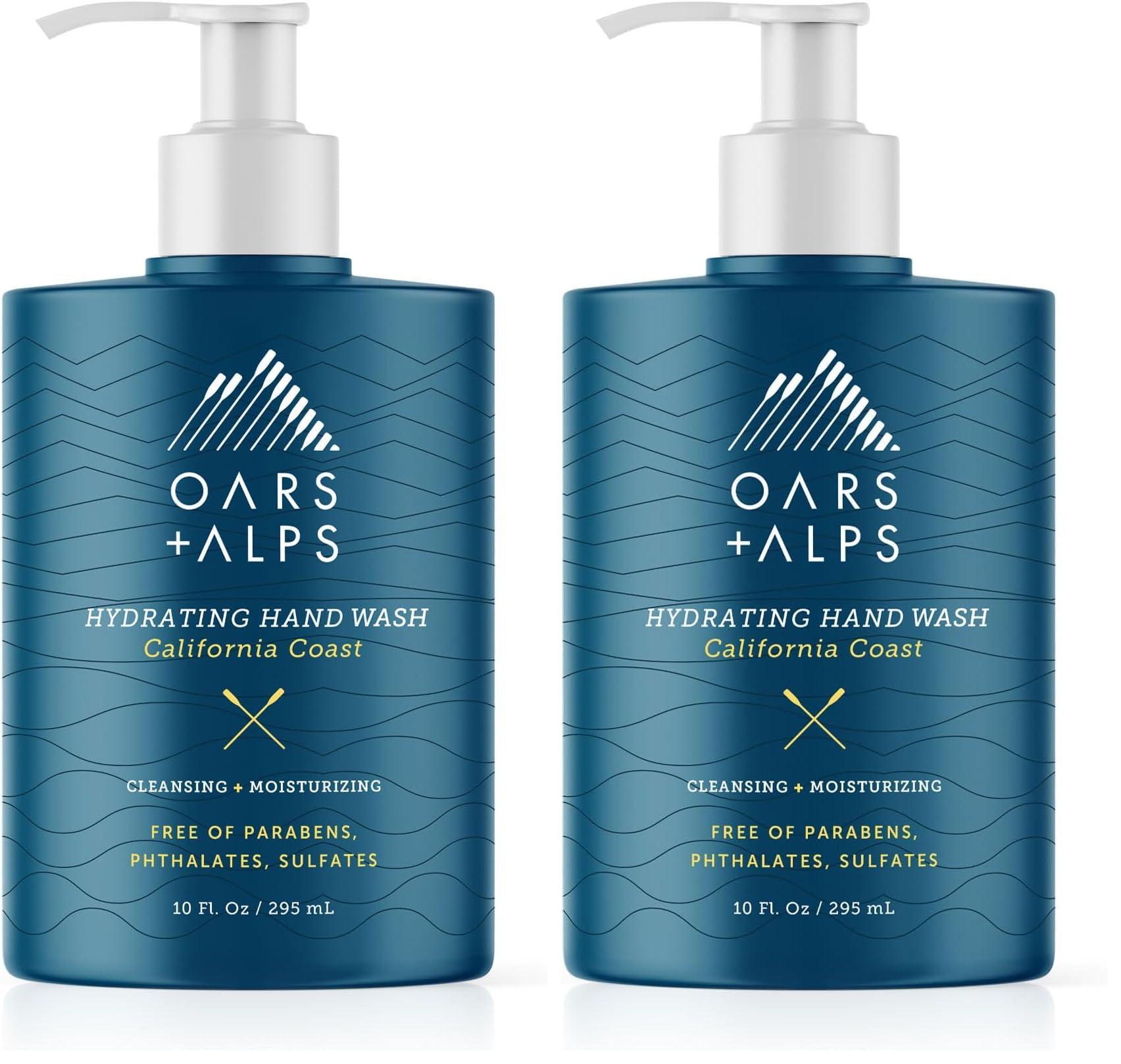 Oars + Alps Oars + Alps Hydrating Liquid Hand Soap, Made with Coconut Oil & Aloe Vera to Moisturize Dry Hands, Gentle Hand Wash with Vitamin E, California Coast Scent, 10 Fl. Oz Bottle (Pack of 2)