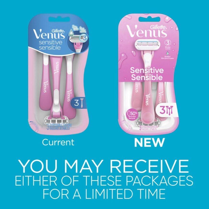 Gillette Venus Gillette Venus Sensitive Women\'s Disposable Razors - Single Package of 3 Razors