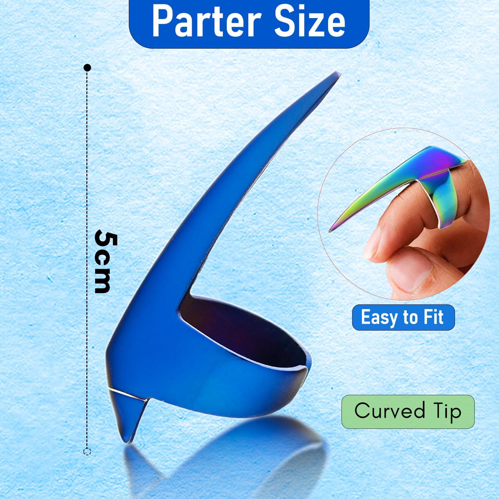 Cross Edge Corporation Quick Braid Aid Finger Parting Tool & Sectioning Rings Set- Stainless Steel Stitch Braiding Tools for Durable Dreadlocks Wig & Installation of Human Hair Loc Extensions Beader Tool (Blue Set)