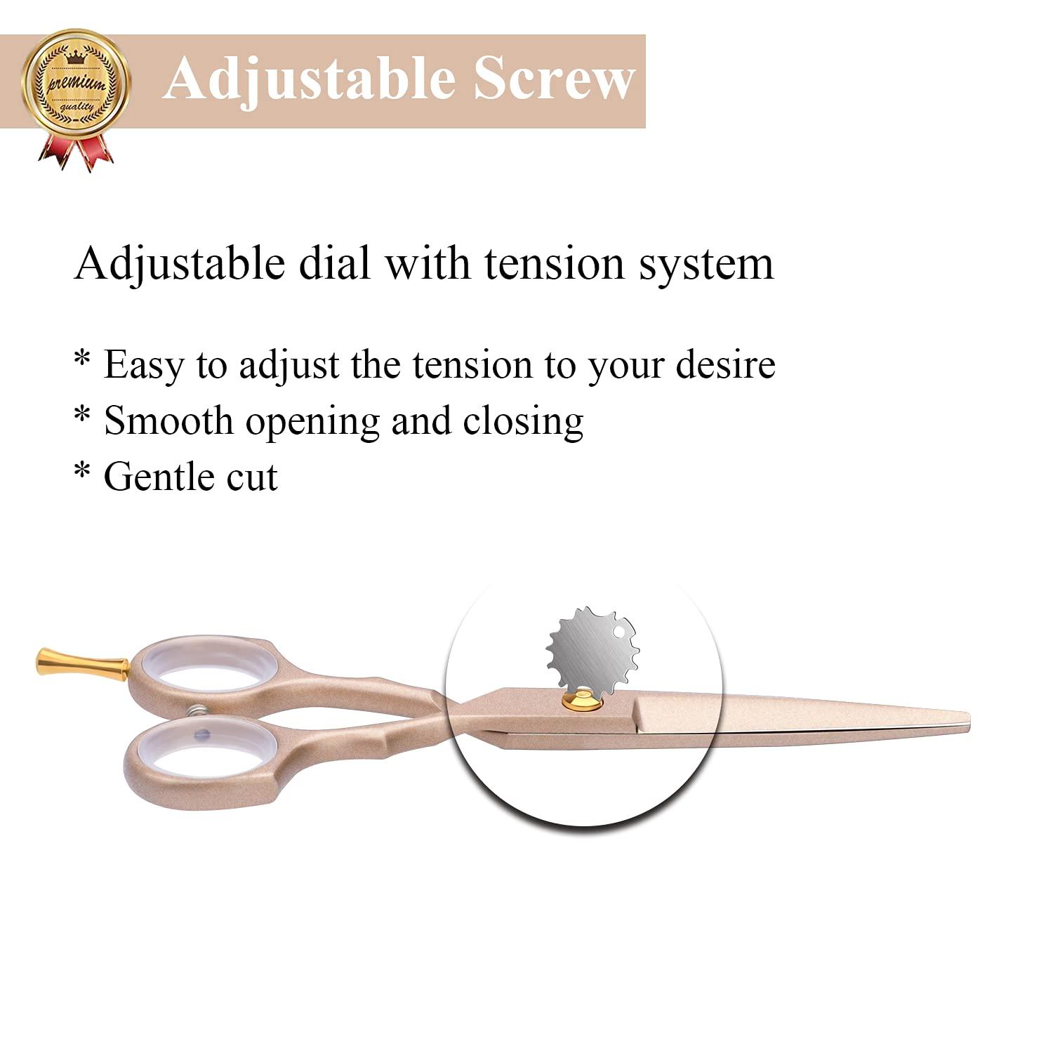 Purple Dragon Purple Dragon 5.5 inch Hair Cutting Scissors Set with Razor, Leather Scissors Case, Barber Hair Cutting Shears Hair Thinning/Texturizing Shears for Professional Hairdresser or Home Use (Rose Gold)