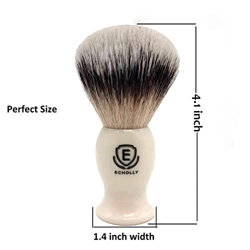 ECHOLLY Premium Shaving Brushes for men by Echolly-NO Shedding Bristle Shave Brushes for Men-Smooth Acrylic Handle Legacy Shave Brush-Rich and Fast Lather Shaving Cream Brush Dad Gifts for Fathers Day