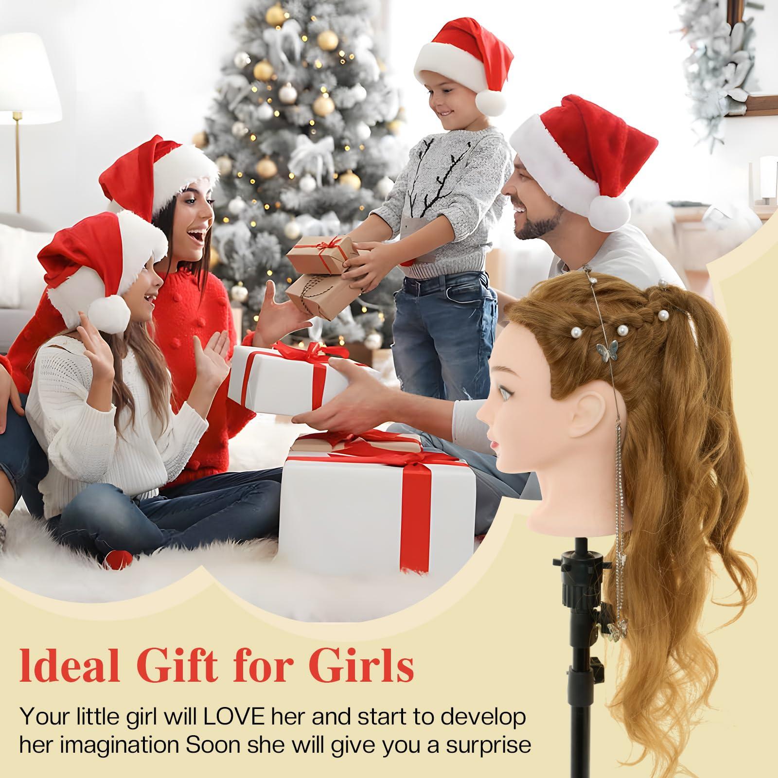 Neverland Beauty & Health Neverland Beauty Mannequin Head with 60% Real Human Hair, 24 Inch Cosmetology Mannequin Doll Head for Hair Styling, Hairdressing Training Practice Braiding Manikin Head with DIY Hair Styling Set