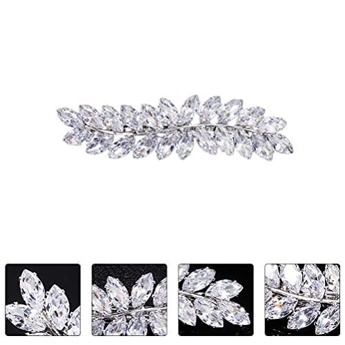 Beaupretty Beaupretty Rhinestone Hair Clips Crystal Leaf Hair Clip Diamond Hair Barrettes Hair Bang Clamp Decorative Alligator Hair Pins For Women Weddings Bridal Hair Accessories Silver