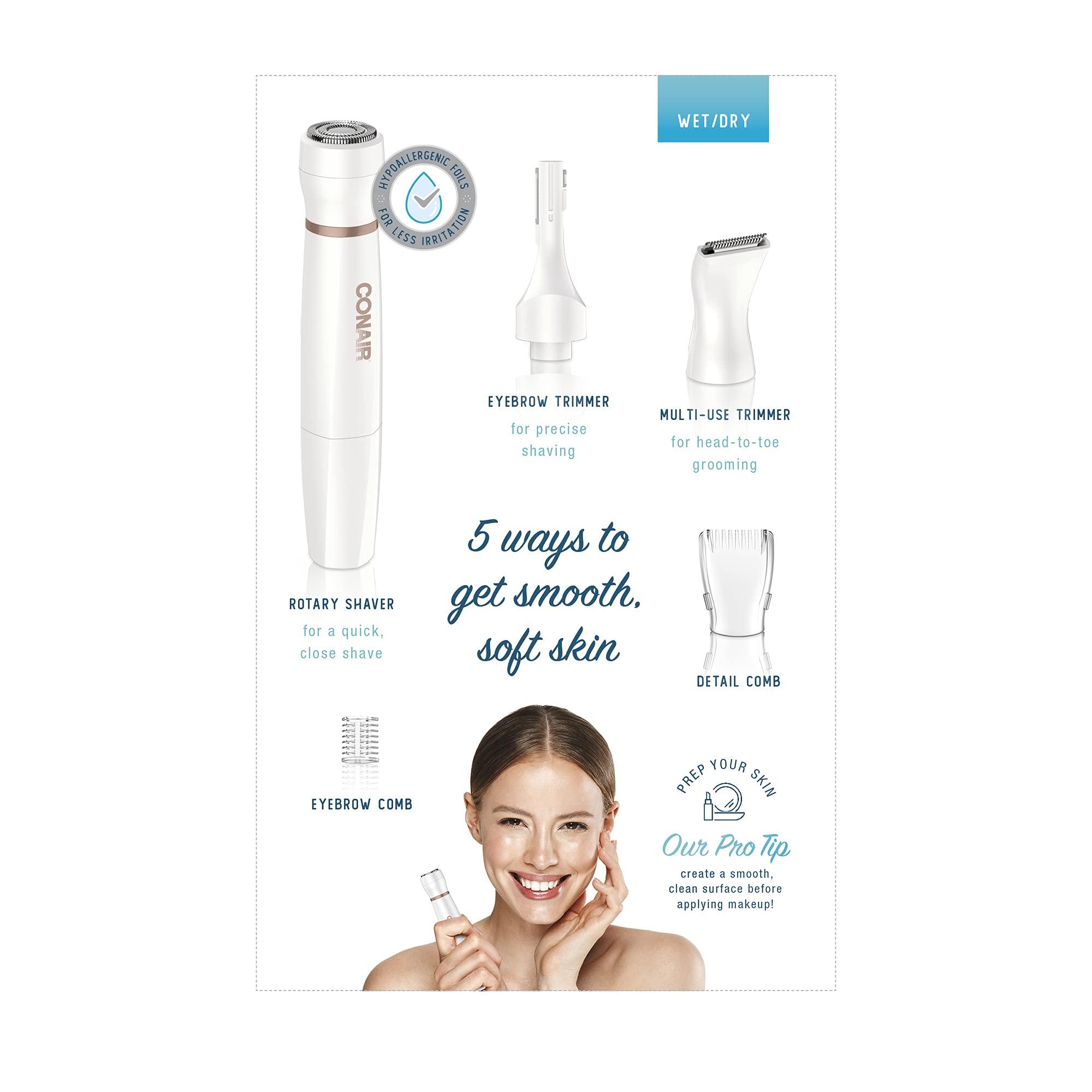 Conair Conair All-In-1 Facial Hair Removal for Women, Cordless Electric Trimmer, Perfect for Face, Ear/Nose, Eyebrows, and Bikini Lines