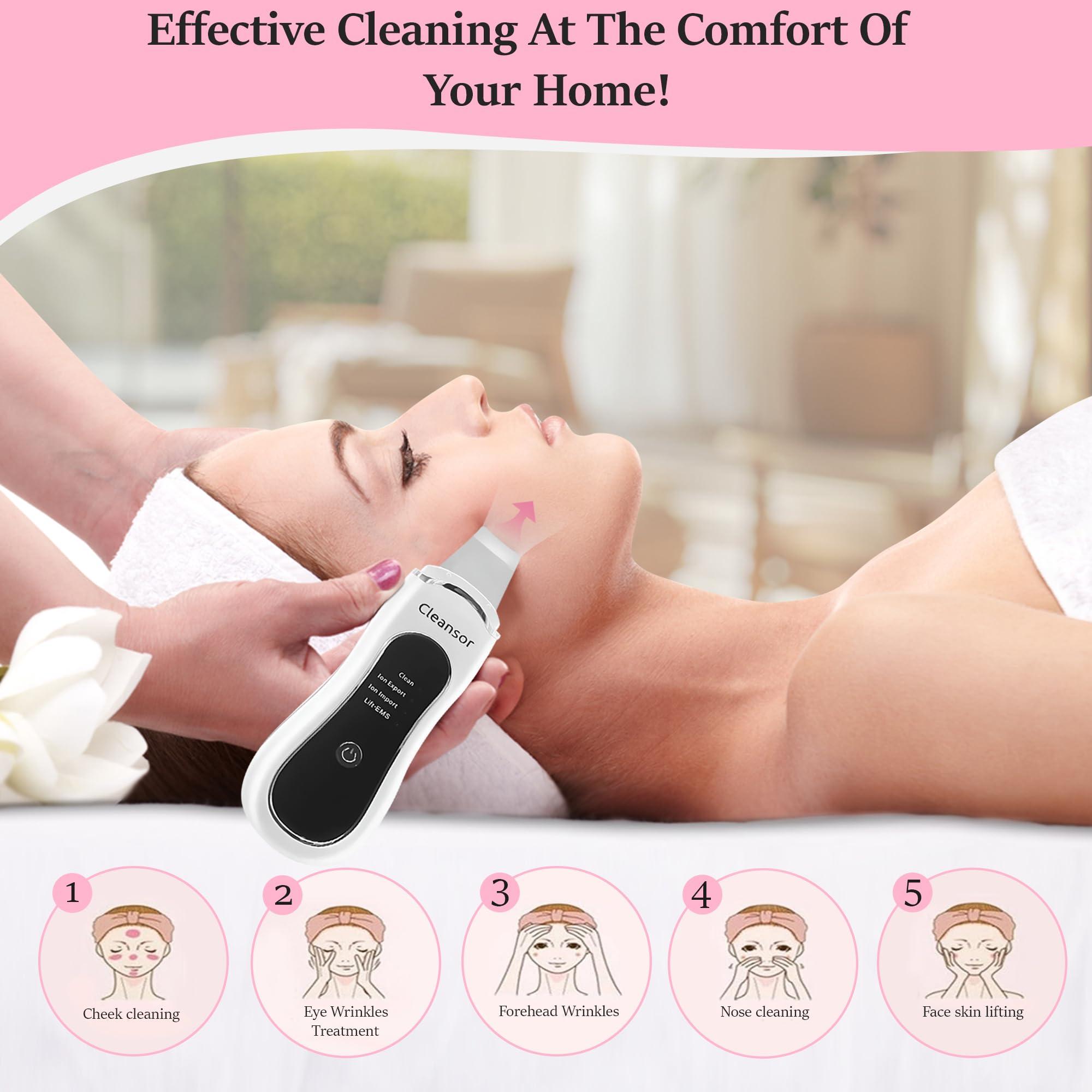 Cleansor Skin Scrubber Pore Cleaner Blackhead Remover Facial Spatula with Clean, Ion and Lift Modes