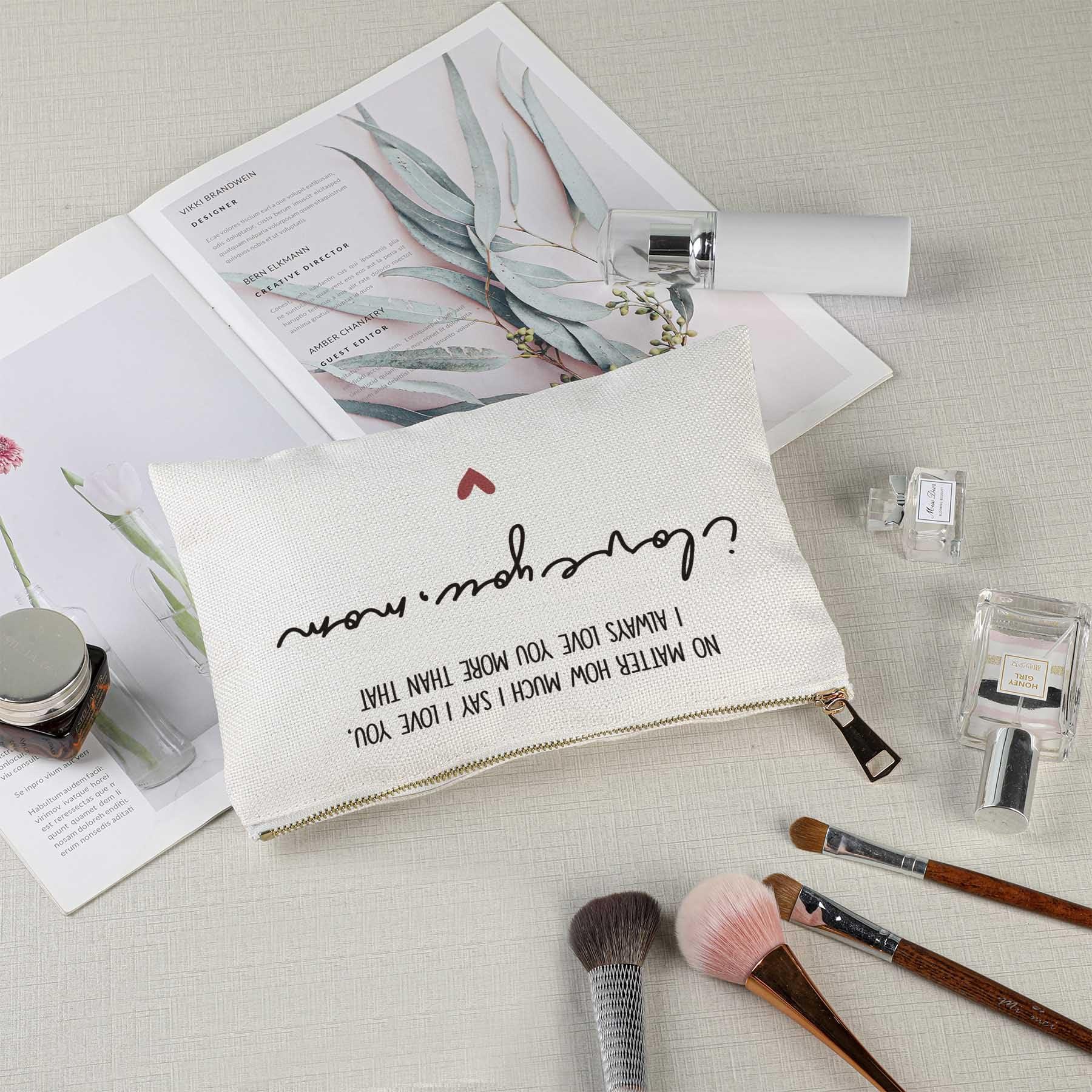 SWITHOM SWITHOM I Love You Mom, Makeup Bag, Handmade Cosmetic Bag For Mom, Cosmetic Bag, Best Mom Ever Bag, Linen Cotton Case Traveling Bag