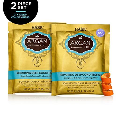HASK HASK ARGAN OIL Repairing Deep Conditioner Treatments for all hair types, color safe, gluten free, sulfate free, paraben free - Pack of 2