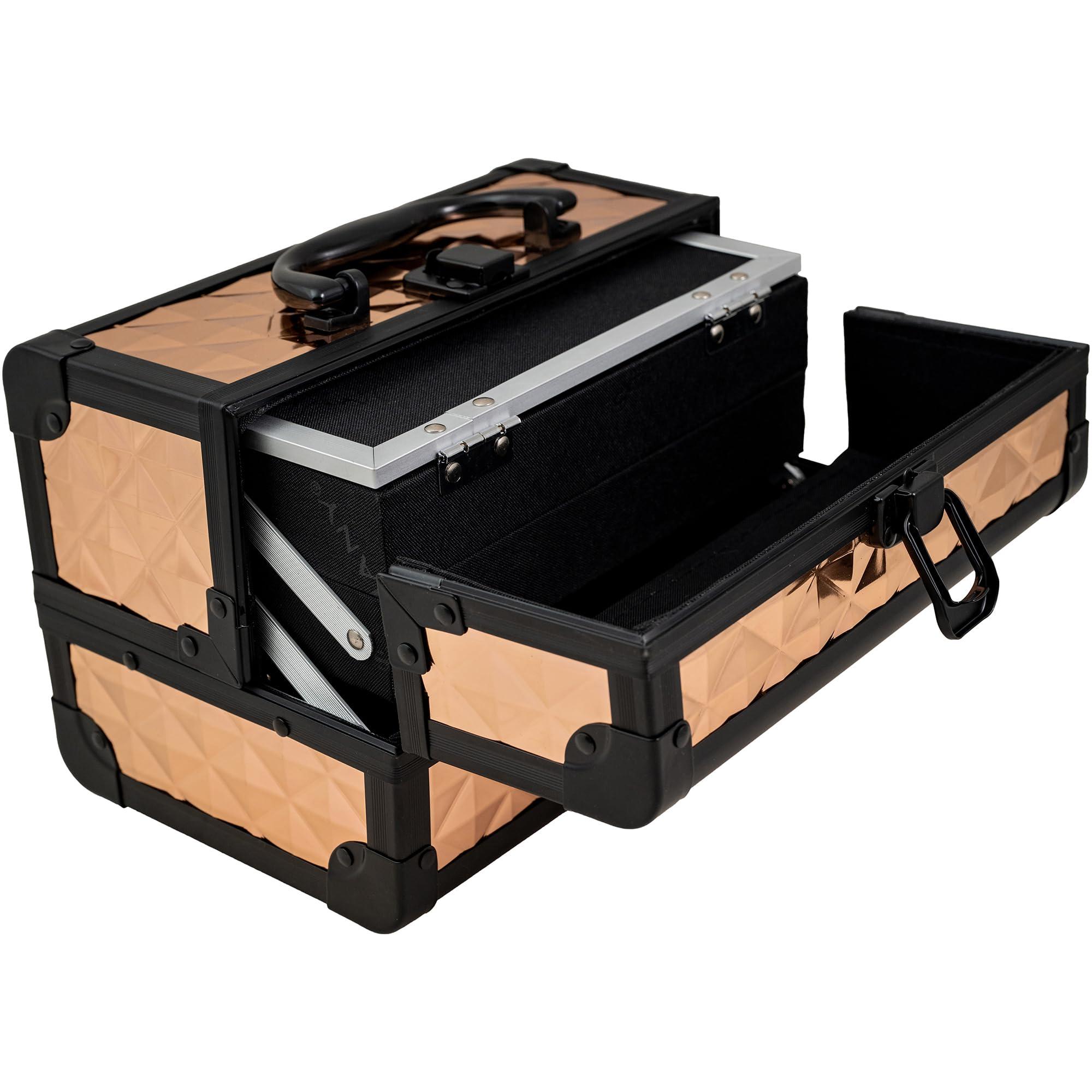 SHANY SHANY Chic Makeup Train Case Cosmetic Box Portable Makeup Case Cosmetics Beauty Organizer Jewelry storage with Locks, Multi trays Makeup Storage Box with Makeup Mirror - ROSA