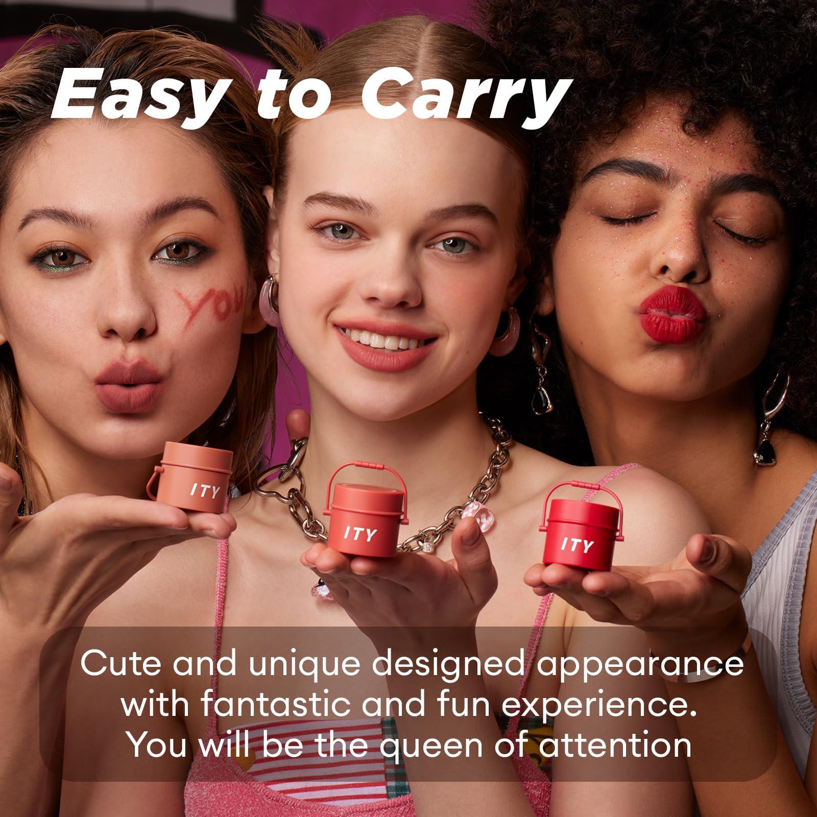 ITY ITY Velvet Matte Finish Lip Stain-Mousse Textured Pudding Pot Lip Clay with Brush, Nude Shade, Dual-Use as Lipstick and Blush, Conceals Lip Lines, Rich Pigment, 0.21 oz (6g) in Sandalwood Rose