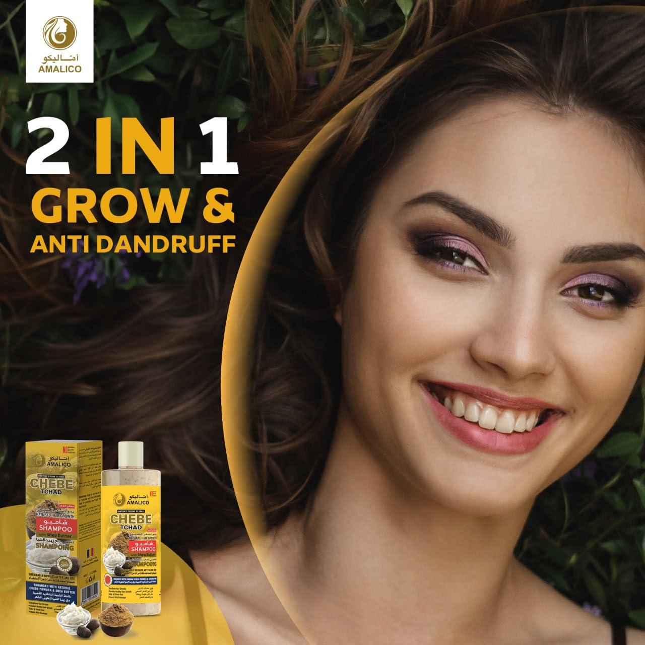 AMALICO Sulfate Free Shampoo with Chebe Powder and Shea Butter (16.9 OZ) Hair Shampoo for Hair Growth and Anti-dandruff Shampoo