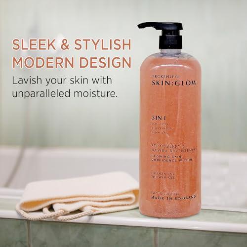 Pecksniff\'s Pecksniff\'s Strawberry and Jojoba Brightener Exfoliating Shower Gel | 1000 ml / 33.80 Fl Oz