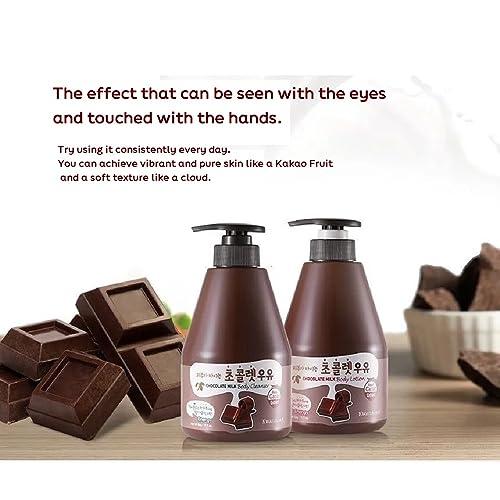 WELCOS WELCOS KWAILNARA Milk Body Cleanser and Body Lotion Set (560 g / 19.75 oz. each) (Chocolate Milk)