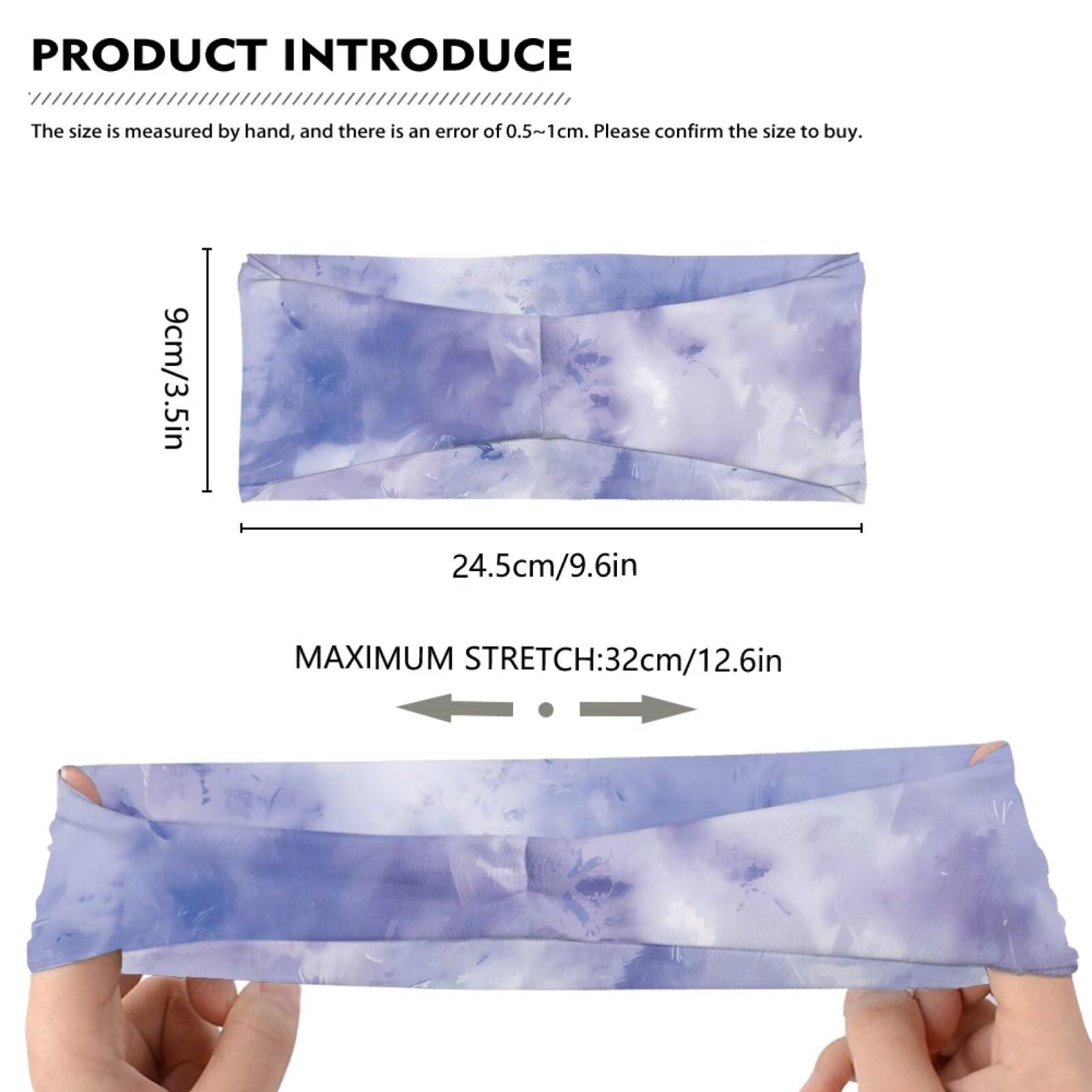 NDISTIN NDISTIN Turban Hat Sweatbands Breathable Head Band Scarf Hard Hat Non Slip Women Sweatband, Purple Tie Dye