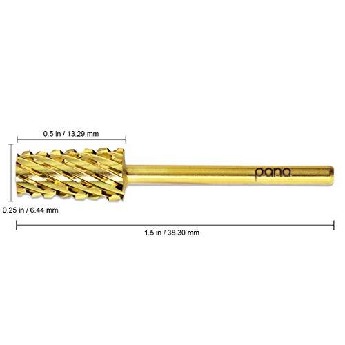 PANA Premium Pana 3/32" Tapered Barrel Carbide Nail Bit -For Electric Dremel Drill Machine, Nail Art Design, Manicure, Pedicure, Nail File, Cuticle Clean etc. (Extra Coarse Grit- Gold)