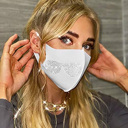 Fairyu Fairyu Crystal Face Mask Sparkly Rhinestone Washable Mask Halloween Ball Party Face Mask Jewelry for Women and Girls (White)