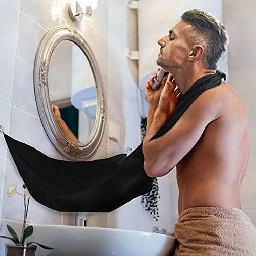 Kingsmile Kingsmile Beard Hair Catcher, Beard Bib Apron for Men, Beard Bib & Beard Apron, Beard Catcher with 2 Suction Cups, Hair Clippings Catcher, Shaving Apron for Shaving & Trimming, Waterproof Black