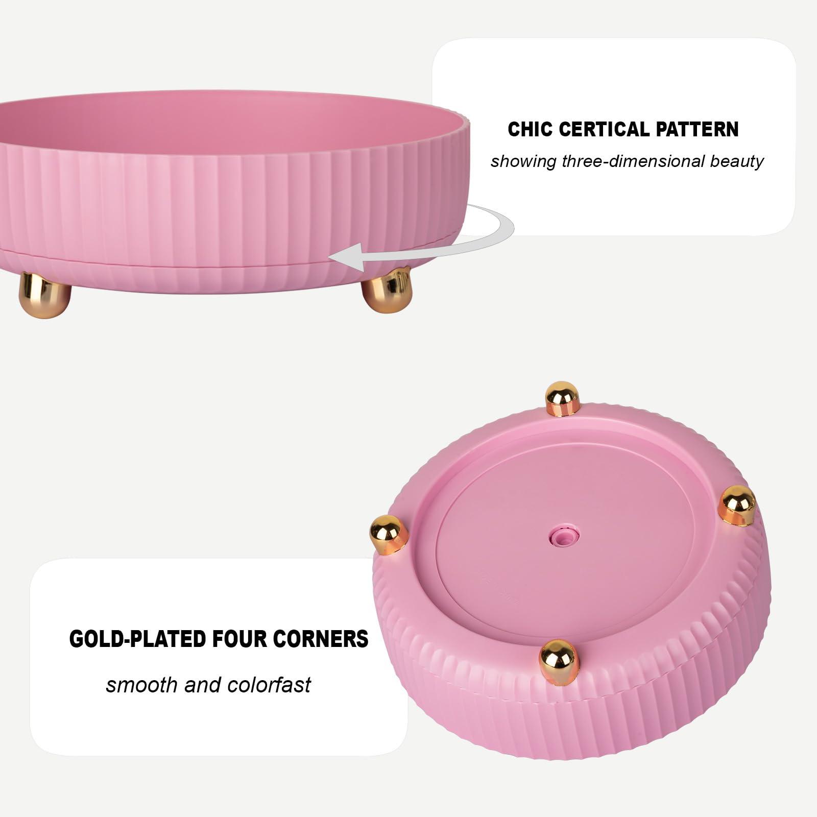 Anyoifax Anyoifax Makeup Perfume Organizer Tray 360 Degree Rotating Lazy Susan Skincare Lotion Organizer Spinning Cosmetics Storage for Dresser, Vanity, Bathroom Countertop, Small Pink