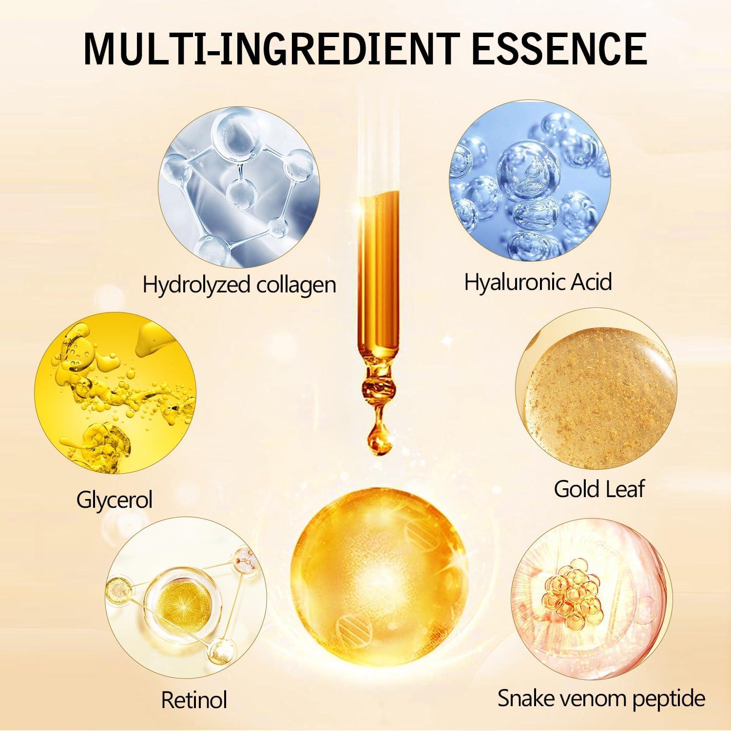 TPTAL Retinol Snake Venom Gold Mask with Silicon Brush,Retinol Snake Venom Peptide Gold Mask,Collagen Peel Off Facial Mask, Anti-Aging Face Mask for Clean Moisturizing,Hydrating Mask (2PCS)