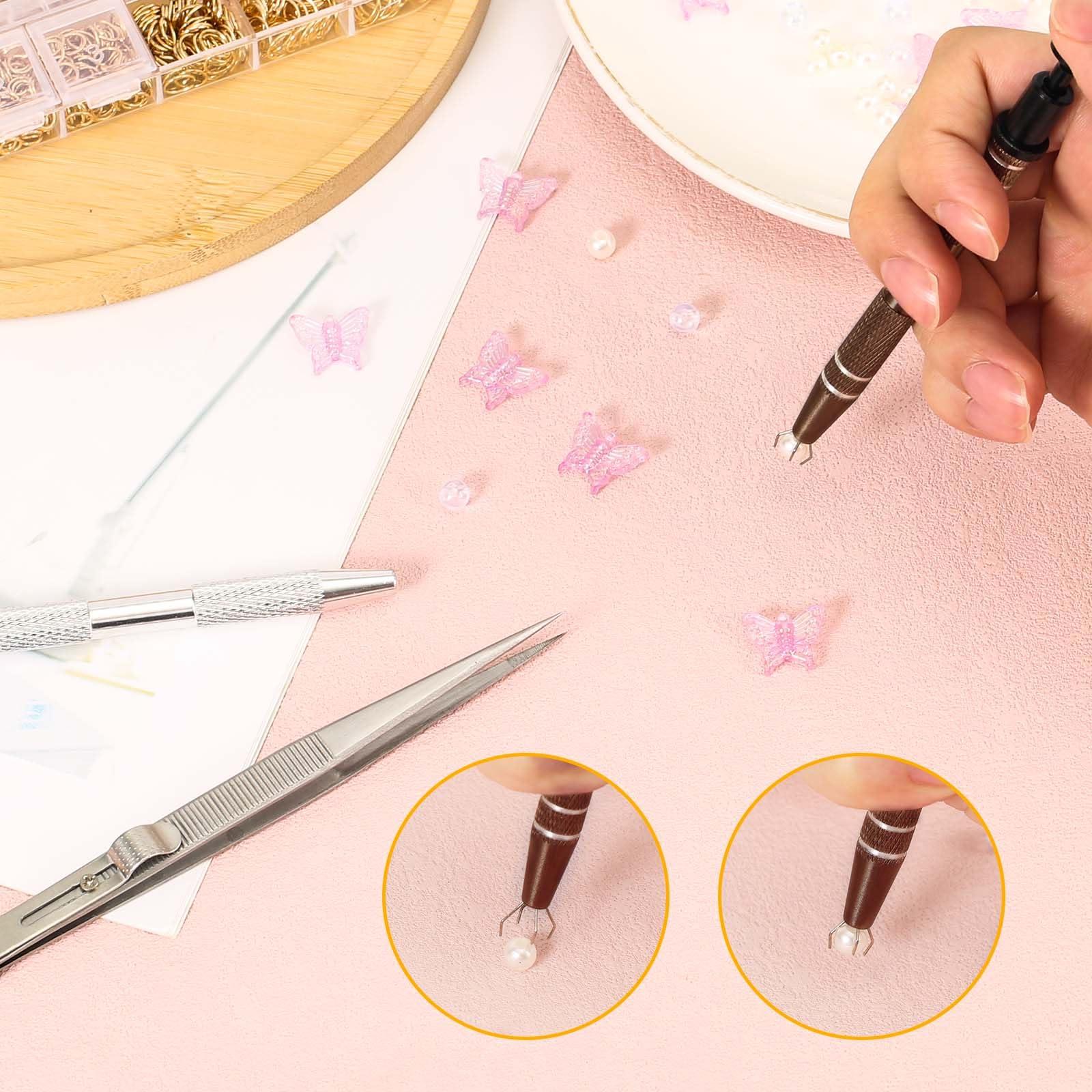 NQEUEPN 3pcs Piercing Ball Pick Up Tool, Piercing Claw Tools Septum Ball Screw on Tool with Tweezers Piercing Ball Holder Piercing Assistant Pen Removal Helper Tool for Jewelry Craft(brown, silver)