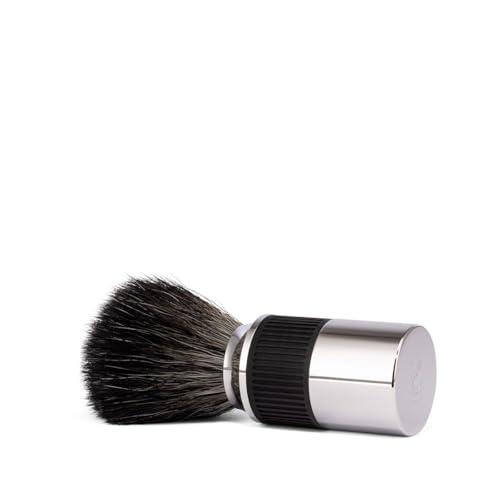 MHLE MHLE NEO shaving brush | Vegan Shave Brush for Shaving soaps and creams | sustainable eco-friendly and reusable | exfoliating shaving brush | chrome with black silicone grip handle