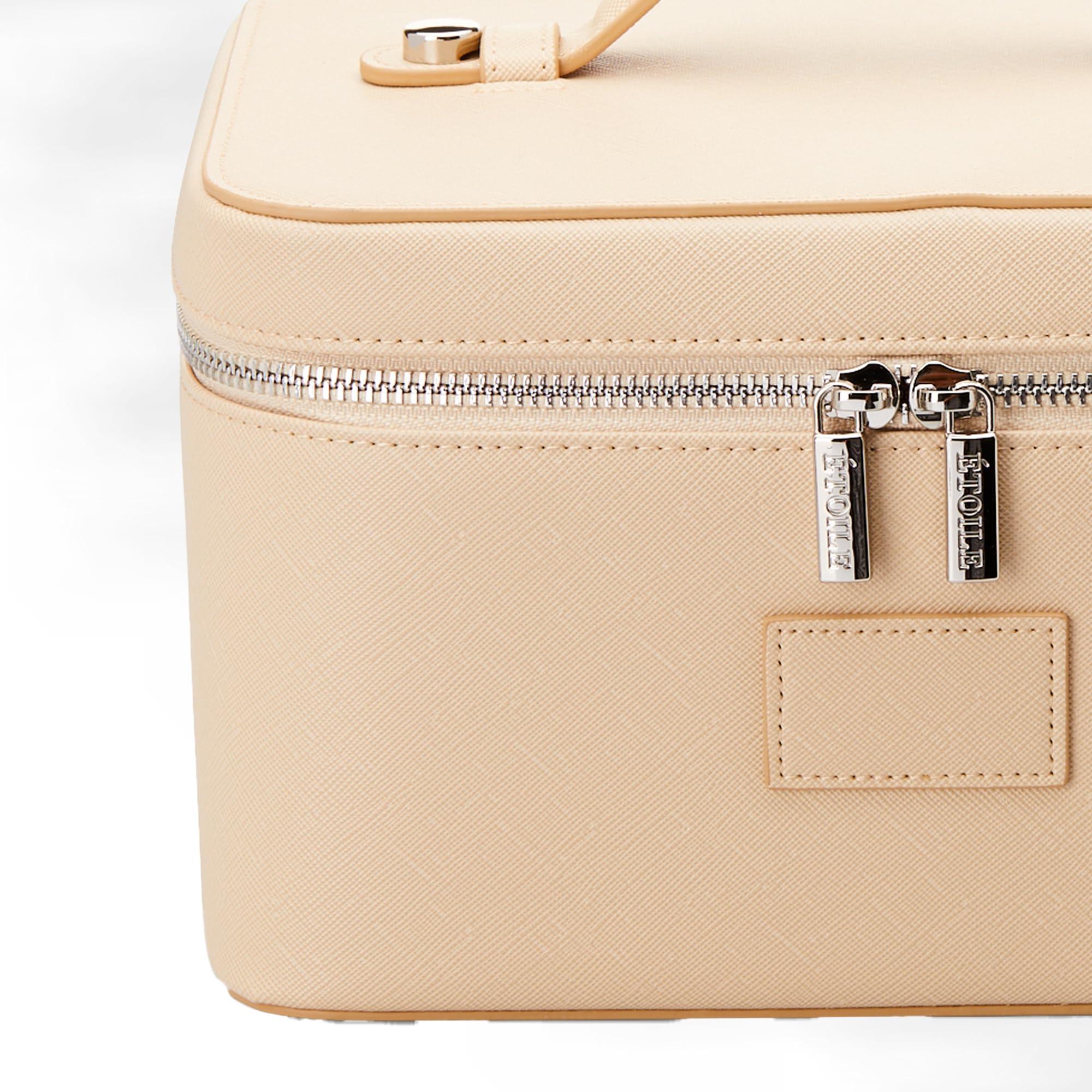 ETOILE ETOILE - Vanity Case Beige - Stylish Travel Makeup Bag Organizer with Dividers