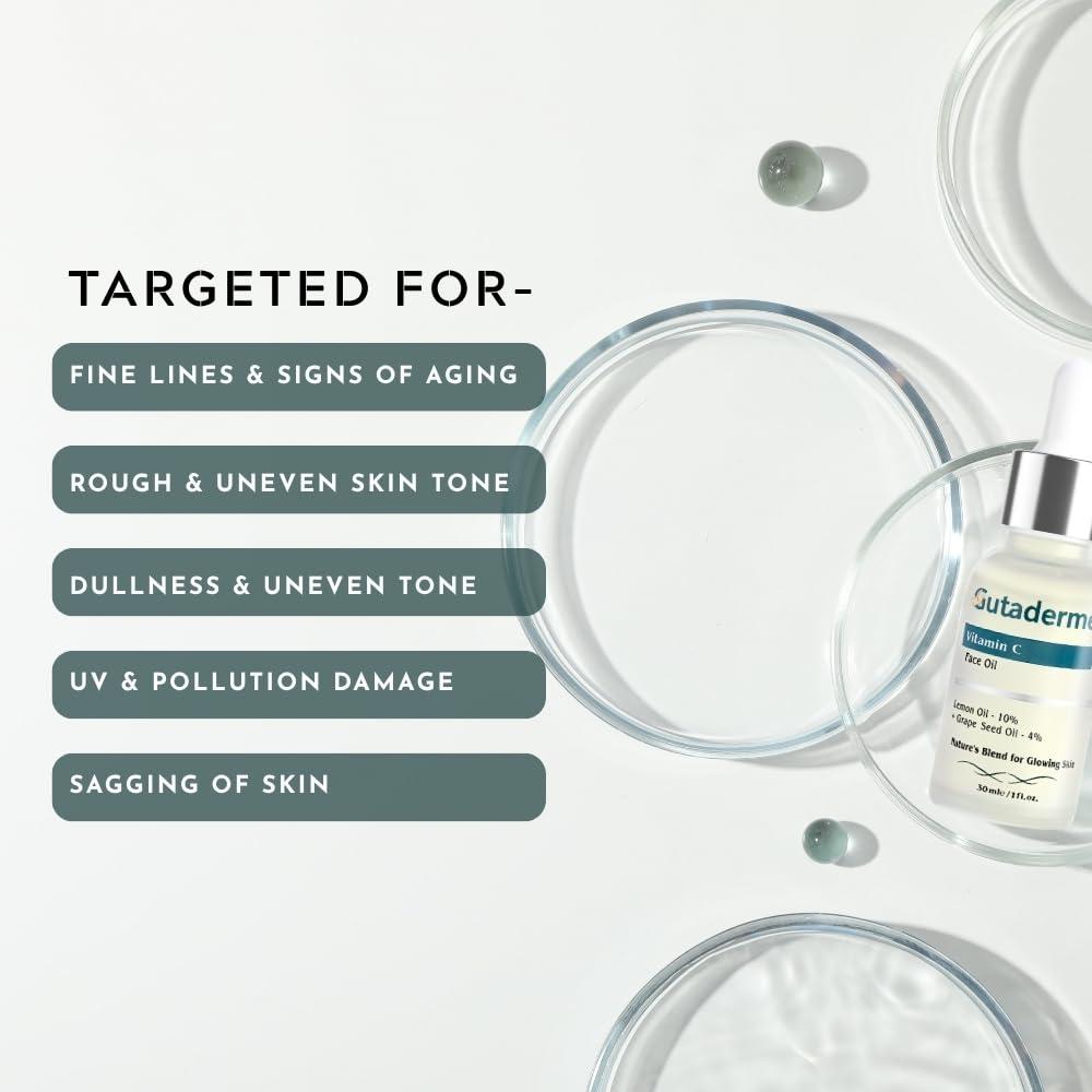 Gutaderme Gutaderme Vitamin C Face Oil- Hydration, Radiance, Hyperpigmentation, Blemishes, Skin Texture & radiance, 30ml/f1 oz