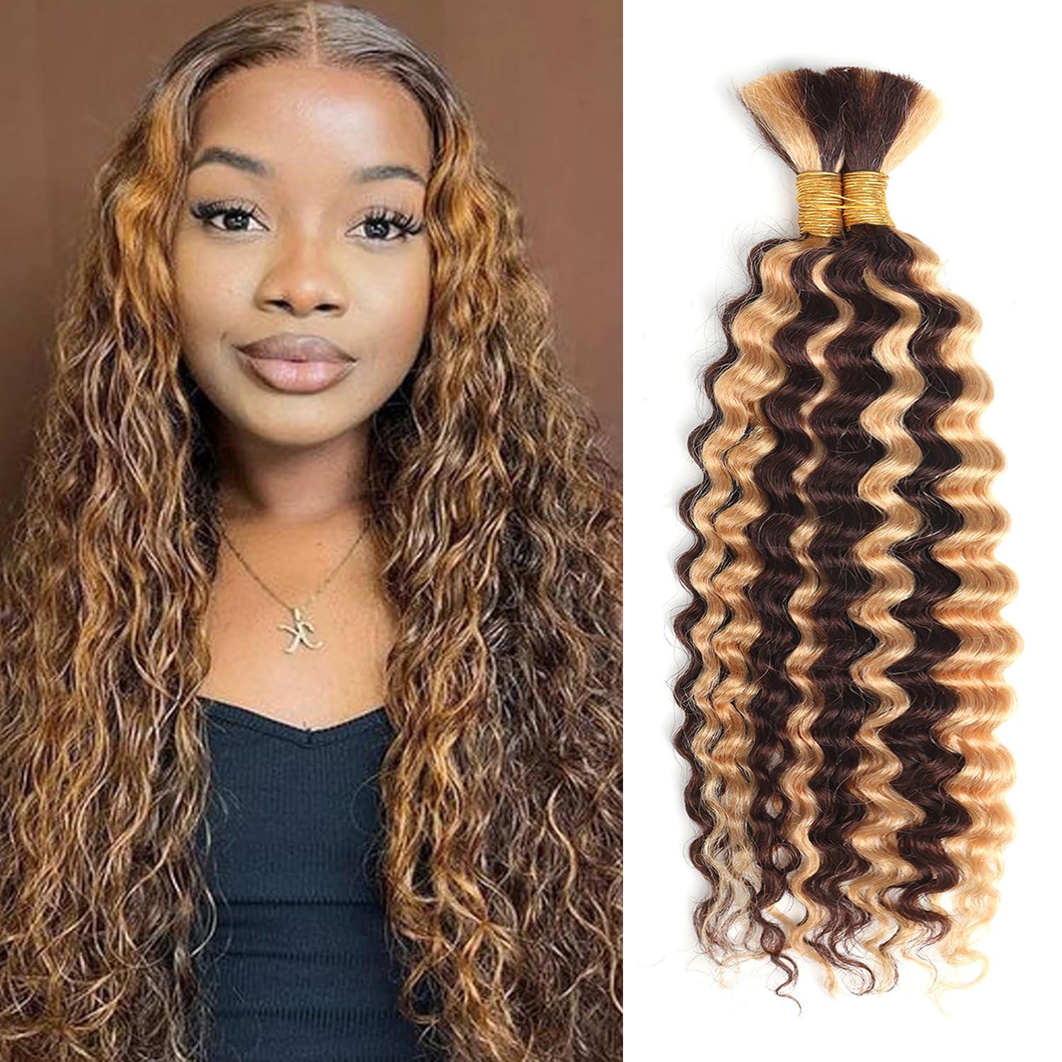 Human Braiding Hair for Boho Braids Deep Wave Bulk Human Hair for Braiding No Weft 18 Inch 100g 2Bundle Pack boho crochet braids human hair 100 human hair for boho knotless braids18 Inch 100g
