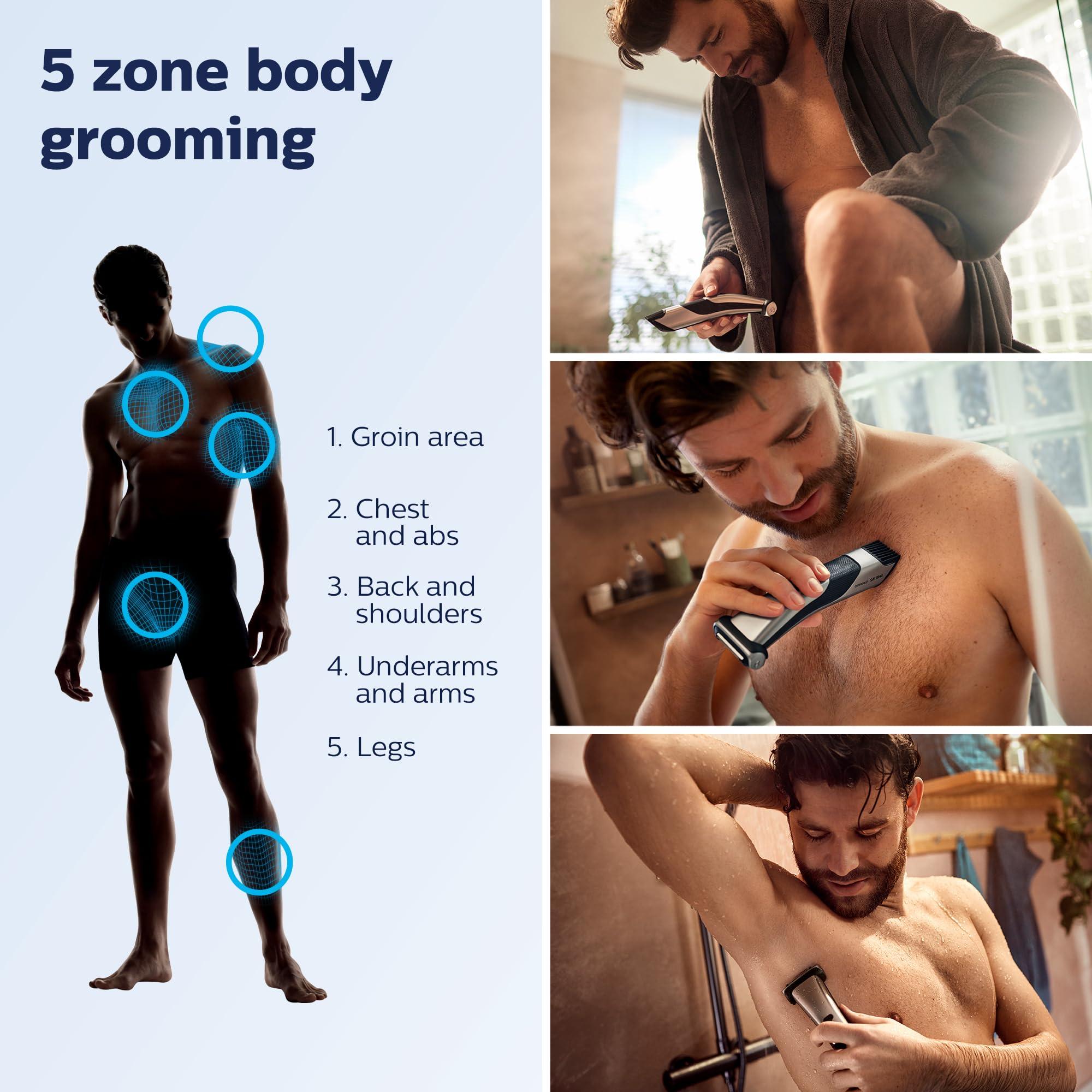 Philips Norelco Philips Norelco Bodygroom Series 7000 Showerproof Body & Manscaping Trimmer & Shaver with case and replacement head for above and below The belt, BG7040/42