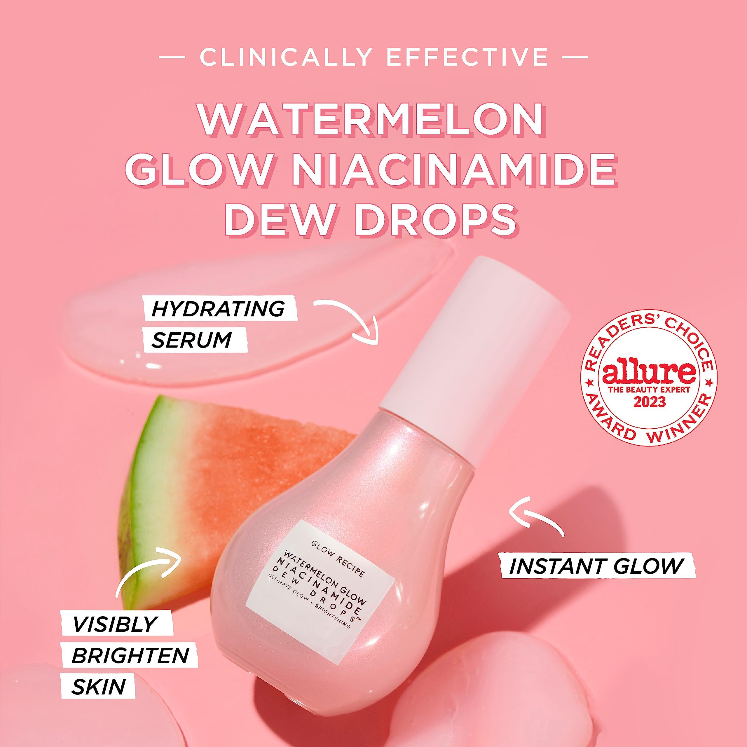 Glow Recipe Glow Recipe Brighten + Soothe Duo - Watermelon Glow Niacinamide Dew Drops (40ml) Highlighting Serum + Avocado Ceramide Recovery Serum (30ml) to Reduce Look of Redness, Uneven Tone, and Dark Spots