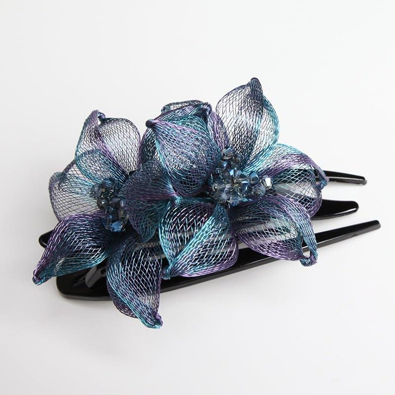 HUFFA Hair Clip Copper Hair Accessories Rhinestone Hair Clip Back Of Head Women\'s Hair Clip(PeacockBlue)