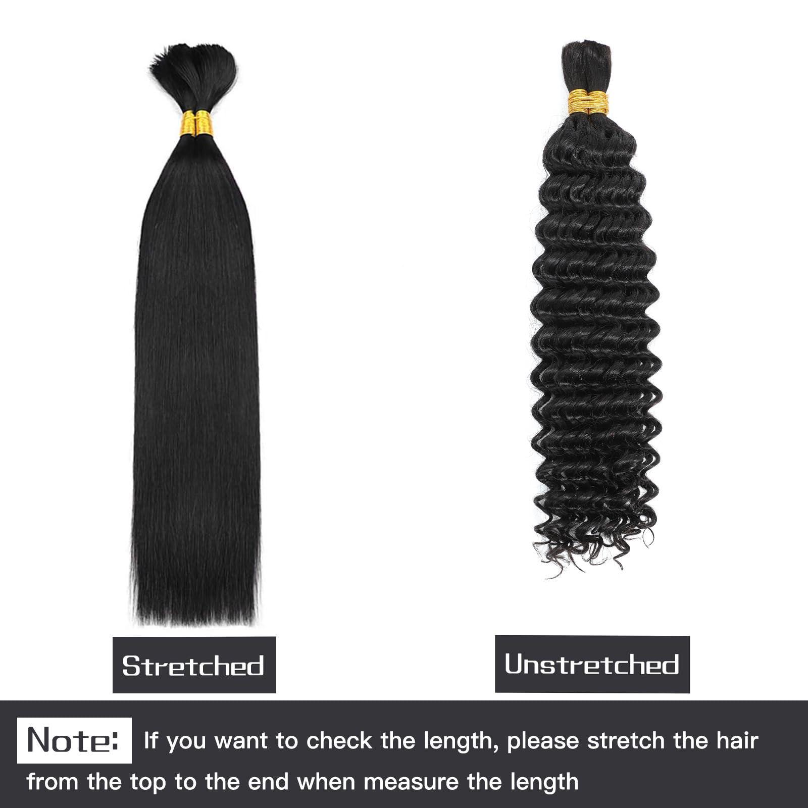 CAUBINO Human Braiding Hair Deep Wave Bulk 100% Unprocessed Brazilian Virgin Human Hair Extensions (1 Pack-2 Bundles) No Weft Micro Human Hair Bundles for Braiding Natural Black 26 Inch