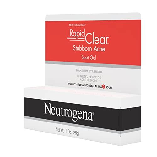 Neutrogena Neutrogena Rapid Clear Stubborn Acne Spot Treatment Gel with Maximum Strength 10% Benzoyl Peroxide Acne Treatment Medication, Pimple Cream for Acne Prone Skin Care, 1 oz