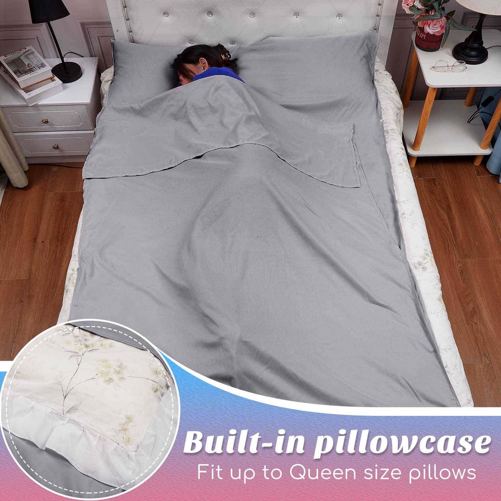 Irenare Irenare Self Tan Sleep Sack Breathable Self Tanning Sheet Protector for Bed Travel Sleeping Bag Camping and Sheet Liner for Outdoor Travel Hiking(Silver Gray)