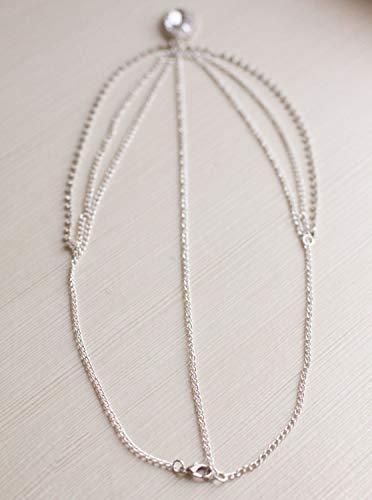 DoubleNine DoubleNine Bohemain Crystal Rhinestone Drop Pendant Tassels Head Chain Silver Headband Retro Hair Accessories Headpiece Head Dress for Women Bride Wedding (silver)